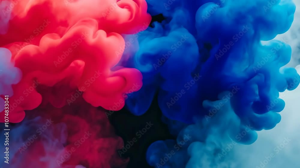 Aufkleber red and blue ink swirl together in a vibrant cloud, creating a unique and abstract pattern