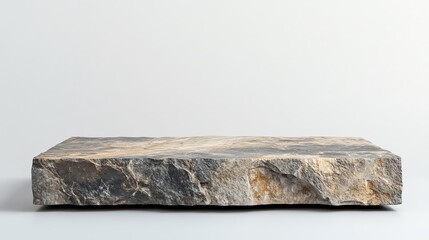 Fototapeta premium Textured stone slab on a white background, perfect for backgrounds or overlays in design projects.