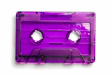 top view of purple cassette isolated on white