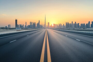 Obraz premium Real wide highway landscape horizon urban.
