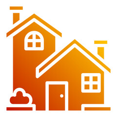 house building. vector single icon with a solid gradient style. suitable for any purpose. for example: website design, mobile app design, logo, etc.