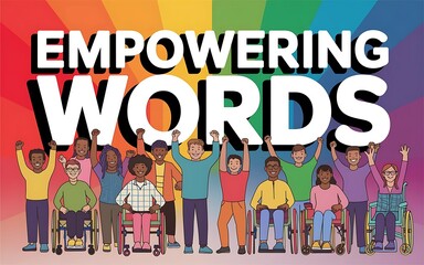 Empowering words typography on a colorful disability awareness background
