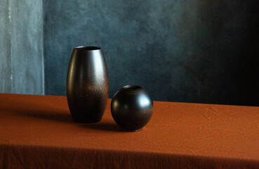 Interior design with a handmade wooden vase