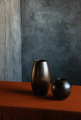 Interior design with a handmade wooden vase