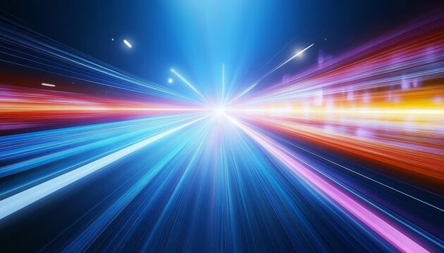 Hyperspace Warp Abstract of Light Speed Travel Through Time and Space, Motion Background