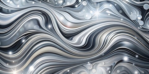 Obraz premium Abstract Silver Liquid Marble with Bokeh