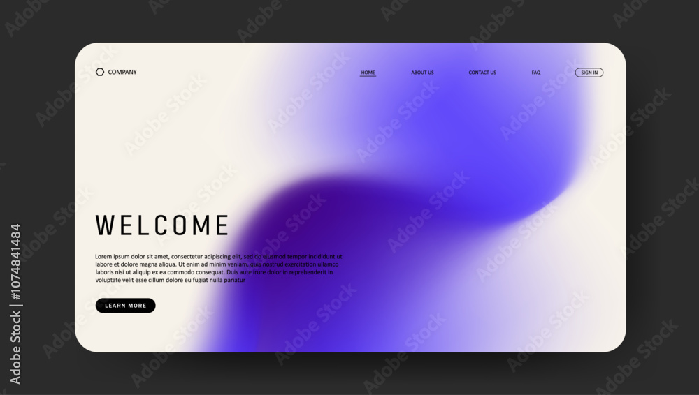 Poster abstract wave futuristic design of landing page. retro gradient mesh website design