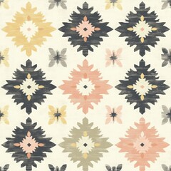 Soft Pastel Geometric Textile Pattern Design
