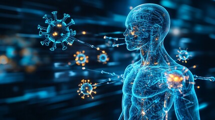 The innovative medical approach of immunotherapy, harnessing the body's immune system to fight diseases like cancer more effectively. Abstract concept.