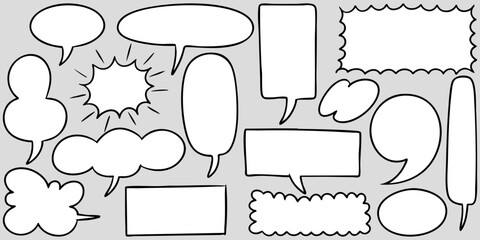 Doodle sketch style of speech bubbles hand drawn illustration. for concept design.