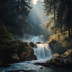 waterfall in the mountains