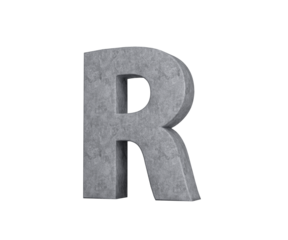 3d Concrete Capital Letter R Alphabet R Made Of Grey Concrete Stone White Background 3d Illustration
