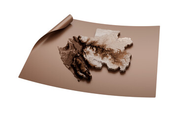 Map Of Gabon Old Style Brown On Unrolled Map Paper Sheet On White Background 3d illustration
