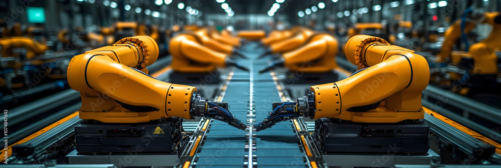 Aufkleber advanced robotic arms operating efficiently on conveyor belt in a high-tech,modernized industrial fa