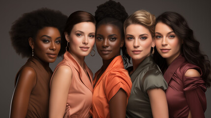 Group Portrait of Diverse Women Showcasing Beauty and Confidence