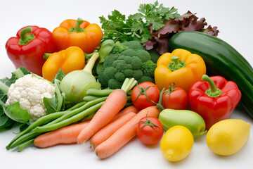 Vibrant Display of Fresh Vegetables and Fruits for Healthy Eating