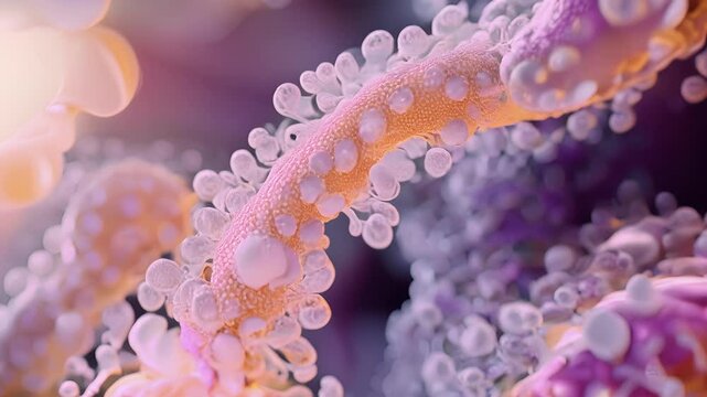 A closeup view of microtubules undergoing polymerization during the formation of the mitotic spindle.