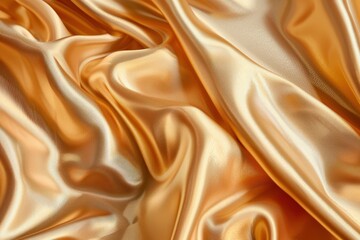 Draped Golden Satin Fabric with Soft Waves