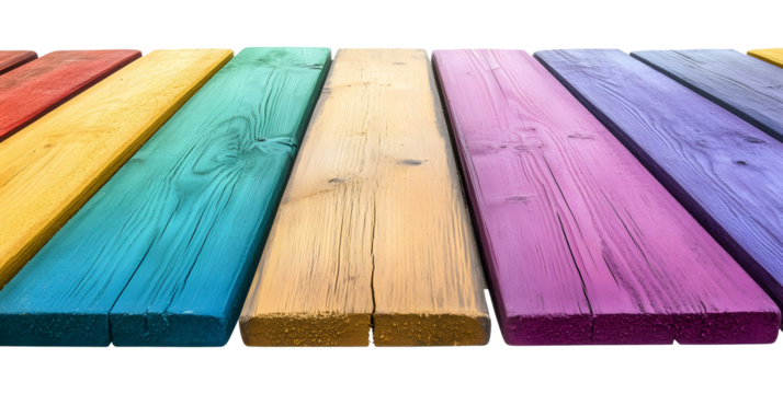 Abstract rainbow-colored wood on a transparent background. isolated background.