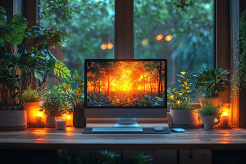 "Modern ergonomic office workspace showcasing cutting-edge technology and professional organization, ideal for boosting productivity in contemporary corporate environments