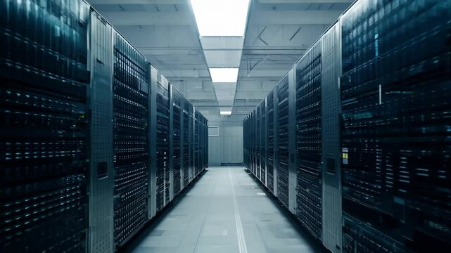 Immense computational energy an expansive supercomputing facility housing rows upon rows of massive servers, control and regulate the vast expanse of the internet. Generative AI
