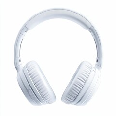 White wireless headphones isolated on white background.