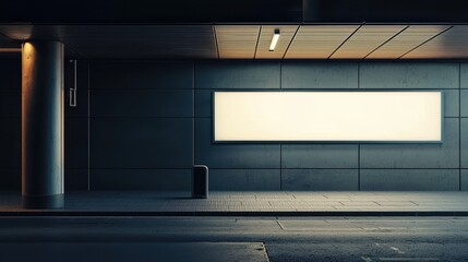Empty Urban Space with Blank Advertising Panel