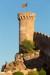 Castle Tower with Catalan Flag, Tossa de Mar, Spain