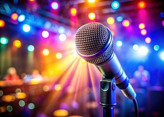Obraz premium Stage Microphone Before Performance - AI Portrait Photography