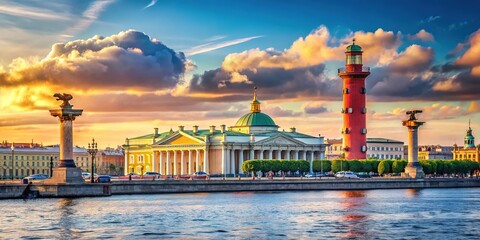 St. Petersburg Rostral Columns & Exchange Building, July 24, 2024 - AI Photo