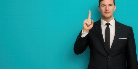 A businessman in a suit gestures confidently, symbolizing leadership and guidance.