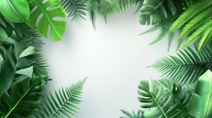 Tropical Leaf Frame on a White Background