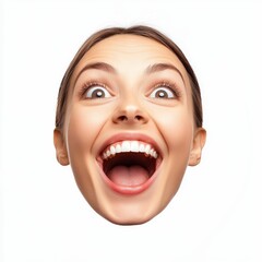 Woman with wide, toothy smile.