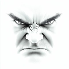 Obraz premium Angry man face, white background.
