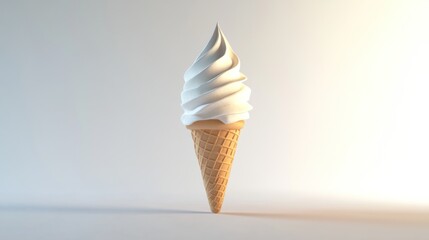 Single Serving of Vanilla Soft Serve Ice Cream Cone