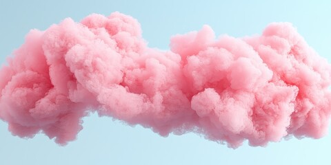 Fototapeta premium A fluffy pink cloud floating in a blue sky, evoking feelings of joy and whimsy.