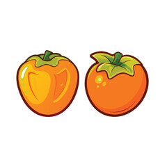 Vector Cartoon Persimmon Fruit illustration
