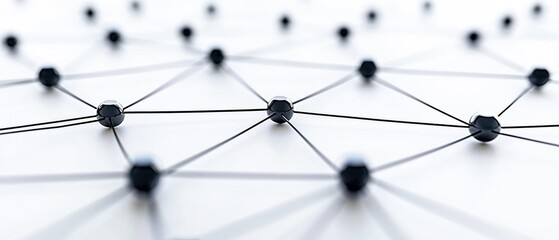 A close-up view of interconnected nodes and lines representing a network, illustrating concepts of connection and complexity.