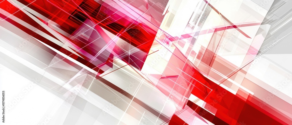 Aufkleber abstract red and white geometric pattern with overlapping lines and shapes, creating a vibrant, mode