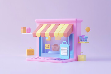 Digital marketing concept showcasing payment and online shopping, highlighting e-commerce processes 