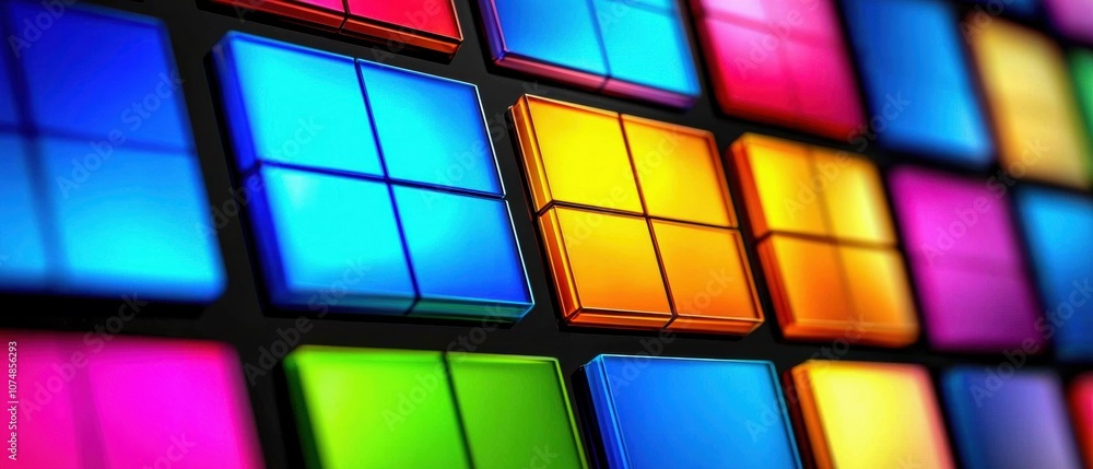 Aufkleber a vibrant array of colorful squares, illuminated in various shades, creating a modern and playful ge