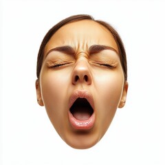 A woman with her eyes closed, mouth open, and a