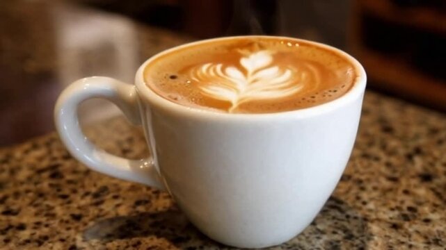 close-up of breve coffee with espresso topped with steamed half-and-half, creamy espresso breve with velvety half-and-half at cozy coffee shop counter thick and creamy breve coffee with steamed milk