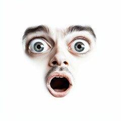 Fototapeta premium Surprised face with wide eyes and mouth open.