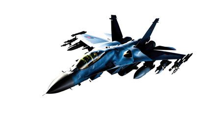 Isolated Dynamic View of fighter Jet flying on transparent Background, Metallic Body Fighter Plane, Award or Trophy, 3D Render Illustration