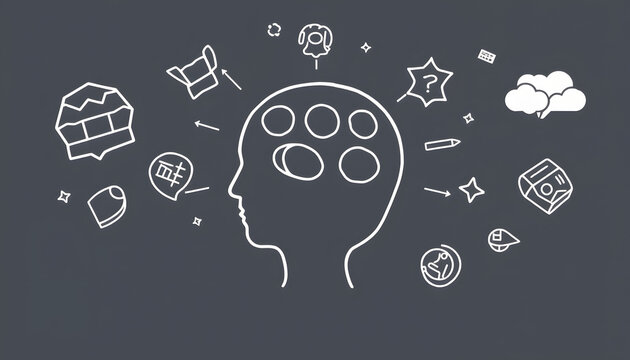 Learning disability concept and dyslexia or ADHD isolated with white highlights, png