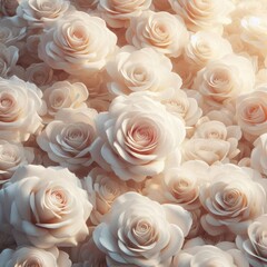 Soft white roses filling the background, symbolizing elegance, love, and purity