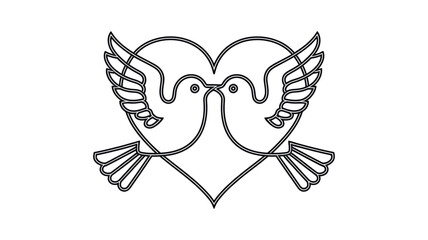 Vintage Illustration of Two Birds Among Floral Background 