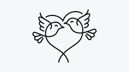 Vintage Illustration of Two Birds Among Floral Background 