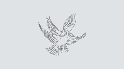 Vintage Illustration of Two Birds Among Floral Background 